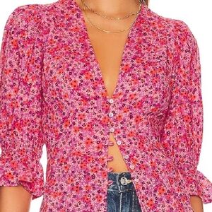 Free People Found You Floral Pink Women's Top Size Small